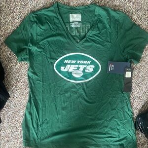 NWT RODGERS Fanatics Women's Green New York Jets V-Neck Top
